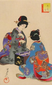 Toyohara Chikanobu Painting - sugoroku game 1896 Toyohara Chikanobu bijin okubi e
